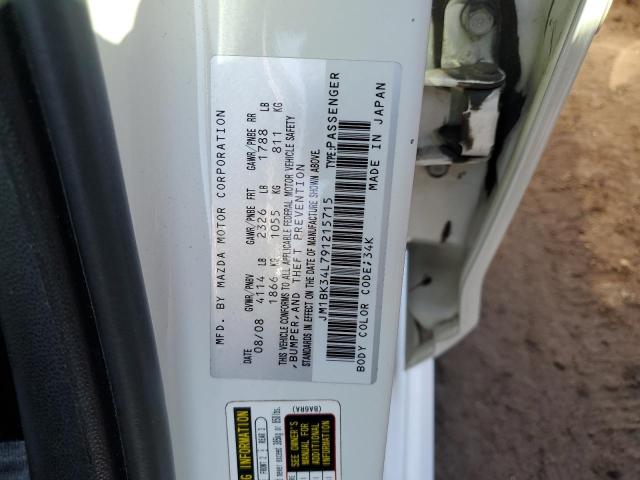 JM1BK34L791215715 - 2009 MAZDA SPEED 3 WHITE photo 12