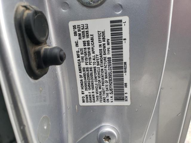 5J6YH28395L026988 - 2005 HONDA ELEMENT LX SILVER photo 12