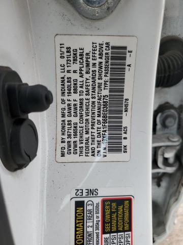 19XFA1F66BE036875 - 2011 HONDA CIVIC LX-S Սպիտակ լուսանկար 13