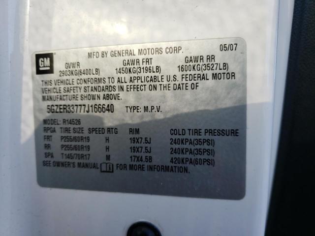 5GZER33777J166640 - 2007 SATURN OUTLOOK SPECIAL თეთრი ფოტო 12