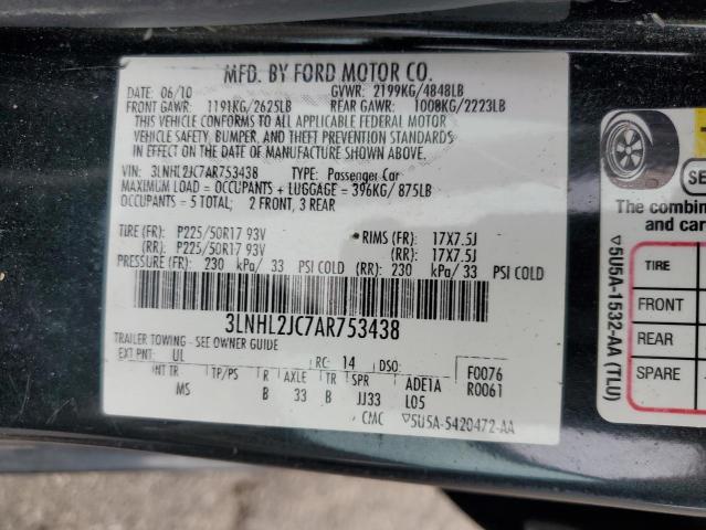 3LNHL2JC7AR753438 - 2010 LINCOLN MKZ BLACK photo 12