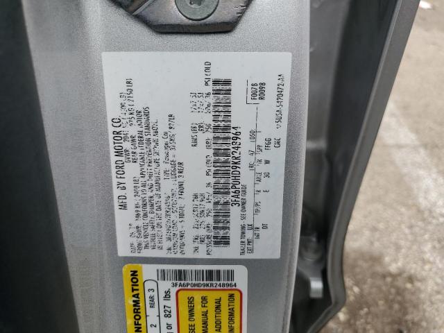 3FA6P0HD9KR248964 - 2019 FORD FUSION SE SILVER photo 12