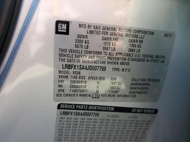 LRBFX1SA4JD007799 - 2018 BUICK ENVISION ESSENCE SILVER photo 14
