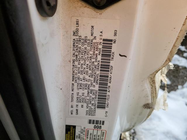 5TEUU42N37Z384582 - 2007 TOYOTA TACOMA ACCESS CAB თეთრი ფოტო 12