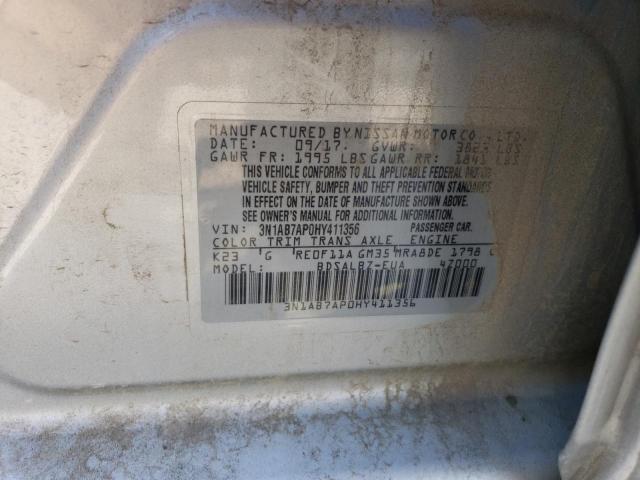 3N1AB7AP0HY411356 - 2017 NISSAN SENTRA S SILVER photo 12