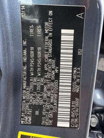 5TDJKRFH9FS120093 - 2015 TOYOTA HIGHLANDER XLE Mavi foto 10