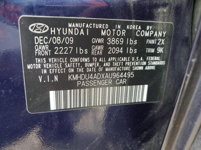 KMHDU4ADXAU964495 - 2010 HYUNDAI ELANTRA BL BLUE photo 12