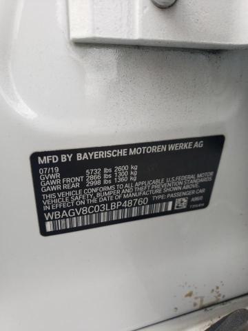 WBAGV8C03LBP48760 - 2020 BMW M850XI WHITE photo 12