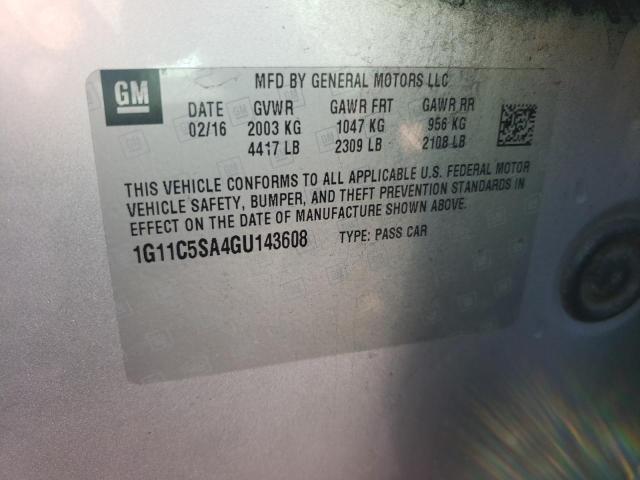 1G11C5SA4GU143608 - 2016 CHEVROLET MALIBU LIM LT 银色 照片 12