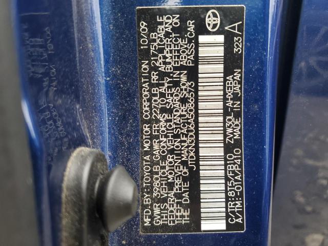 JTDKN3DU6A5086573 - 2010 TOYOTA PRIUS BLUE photo 12