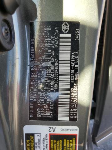 4T1BK3DB0CU467847 - 2012 TOYOTA AVALON BASE 石墨色 照片 12