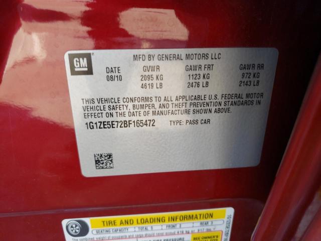 1G1ZE5E72BF165472 - 2011 CHEVROLET MALIBU LTZ ბურგუნდია ფოტო 12