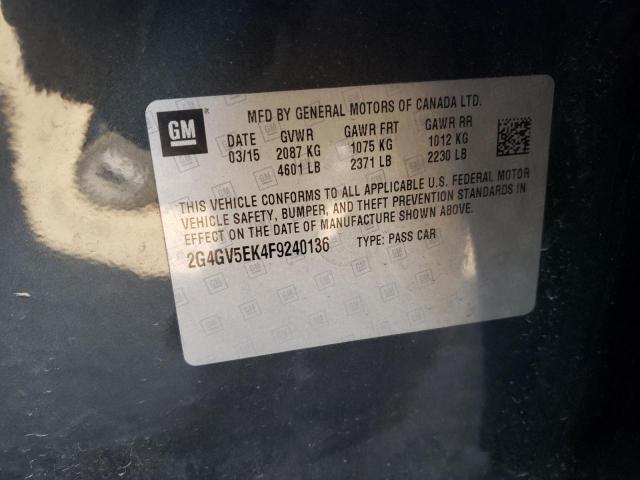 2G4GV5EK4F9240136 - 2015 BUICK REGAL 黑色 照片 12