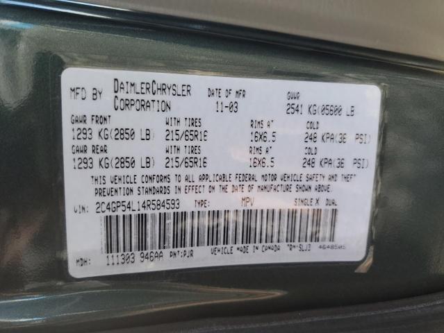 2C4GP54L14R584593 - 2004 CHRYSLER TOWN & COU TOURING 绿色 照片 13