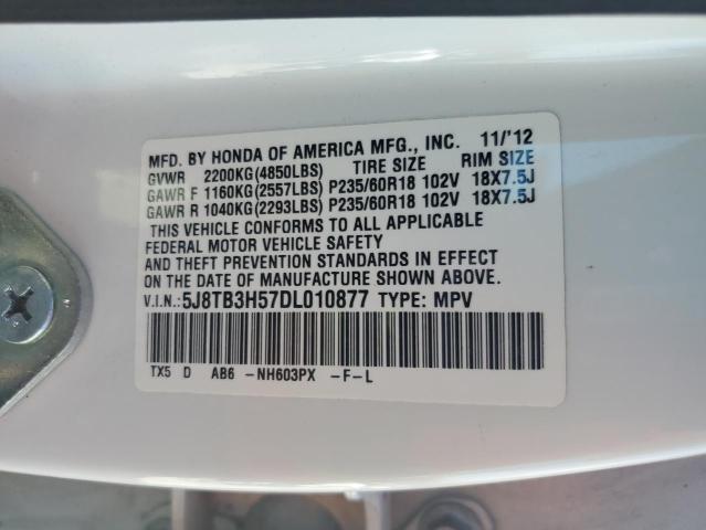 5J8TB3H57DL010877 - 2013 ACURA RDX TECHNOLOGY WHITE photo 13