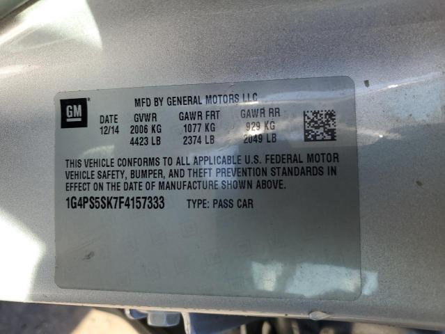 1G4PS5SK7F4157333 - 2015 BUICK VERANO SILVER photo 12