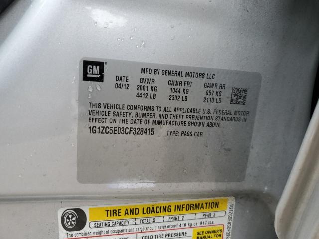 1G1ZC5E03CF328415 - 2012 CHEVROLET MALIBU 1LT SILVER photo 12