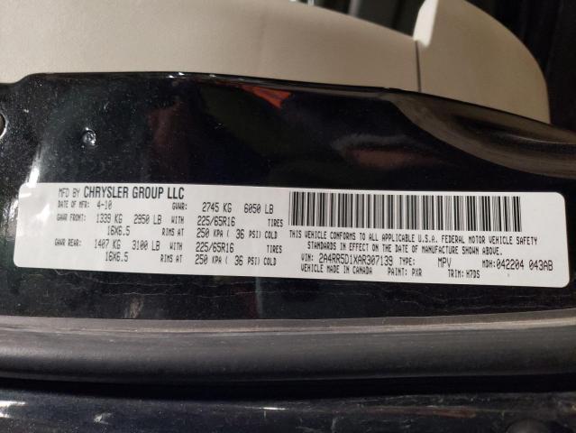 2A4RR5D1XAR307139 - 2010 CHRYSLER TOWN & COU TOURING შავი ფოტო 12