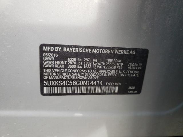 5UXKS4C56G0N14414 - 2016 BMW X5 XDRIVE35D SILVER photo 12