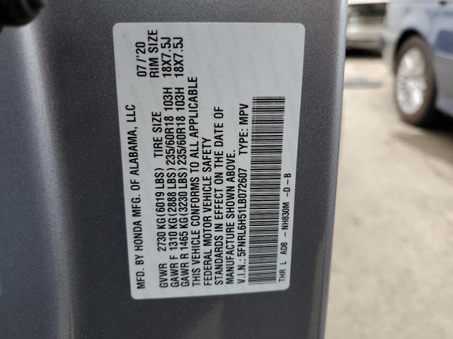 5FNRL6H51LB072607 - 2020 HONDA ODYSSEY EX SILVER photo 13