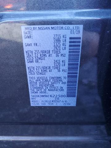 5N1DR2MM9KC622500 - 2019 NISSAN PATHFINDER S GRAY photo 13