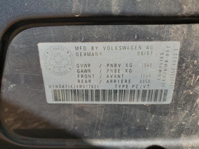 WVWDA71K28W017821 - 2008 VOLKSWAGEN RABBIT GRAY photo 12