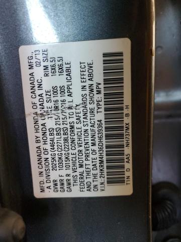 2HKRM4H36DH639364 - 2013 HONDA CR-V LX GRAY photo 14