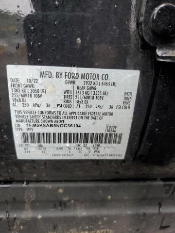 1FM5K8AB5NGC36104 - 2022 FORD EXPLORER POLICE INTERCEPTOR 黑色 照片 14