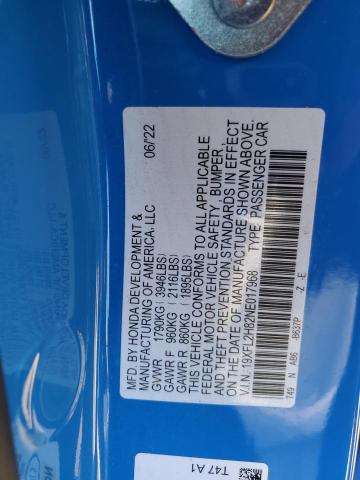 19XFL2H82NE017968 - 2022 HONDA CIVIC SPORT ლურჯი ფოტო 12