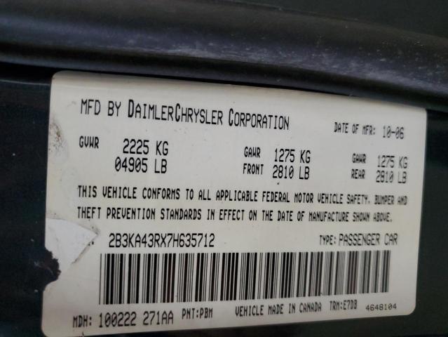 2B3KA43RX7H635712 - 2007 DODGE CHARGER SE BLUE photo 12