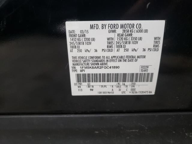 1FM5K8AR2FGC41890 - 2015 FORD EXPLORER POLICE INTERCEPTOR BLACK photo 10