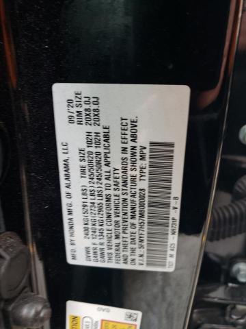 5FNYF7H57MB000028 - 2021 HONDA PASSPORT EXL შავი ფოტო 12