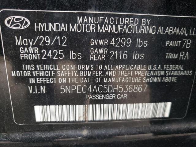 5NPEC4AC5DH536867 - 2013 HYUNDAI SONATA SE BLACK photo 12