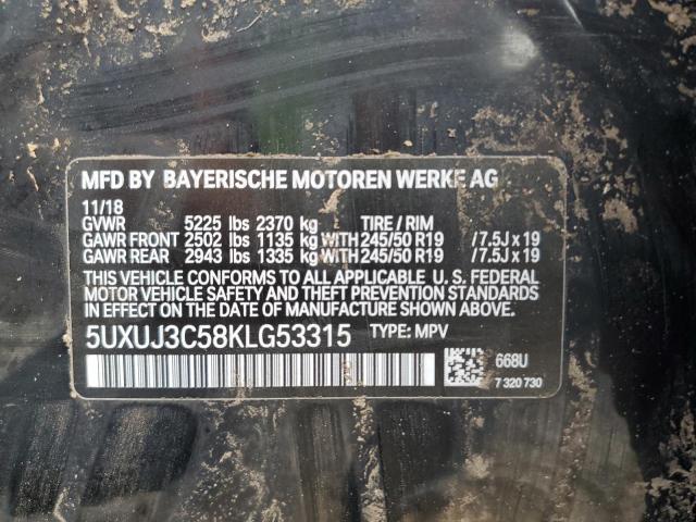 5UXUJ3C58KLG53315 - 2019 BMW X4 XDRIVE30I BLACK photo 13