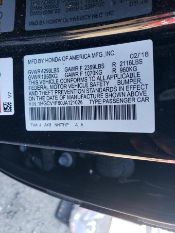 1HGCV1F60JA121026 - 2018 HONDA ACCORD EXL BLACK photo 12