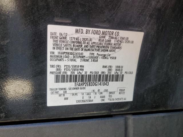 1FAHP2E83DG141043 - 2013 FORD TAURUS SEL BLACK photo 13