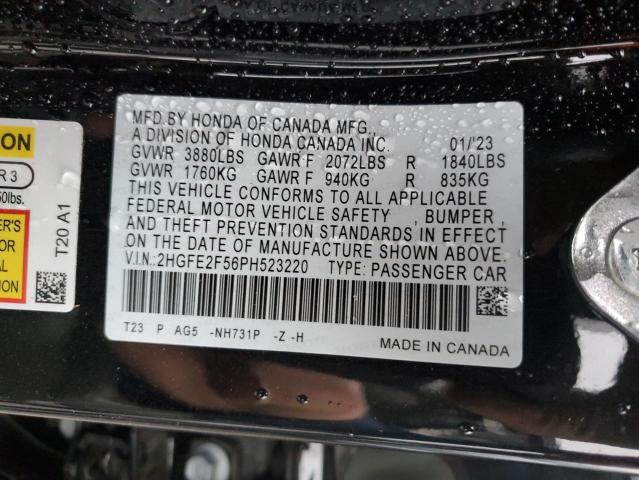 2HGFE2F56PH523220 - 2023 HONDA CIVIC SPORT შავი ფოტო 13