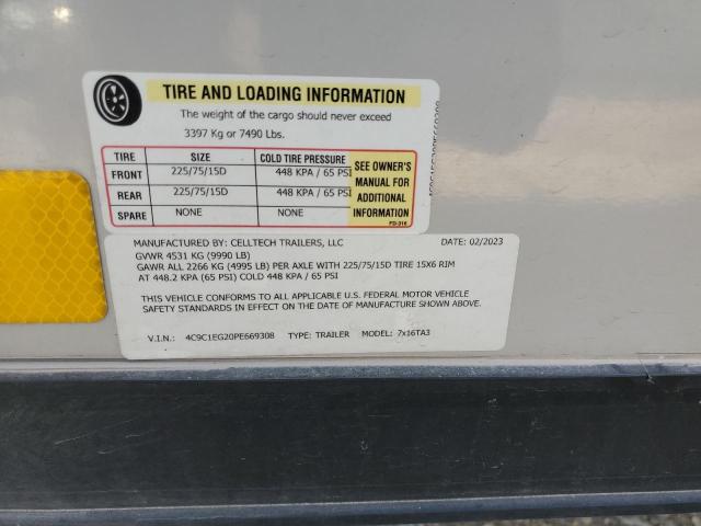 4C9C1EG20PE669308 - 2023 TRAIL KING ENCLOSED ნაცრისფერი ფოტო 10