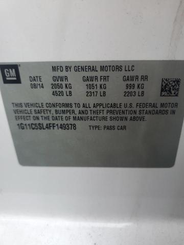 1G11C5SL4FF149378 - 2015 CHEVROLET MALIBU 1LT 白色 照片 12