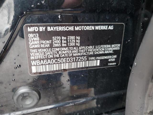 WBA6A0C50ED317255 - 2014 BMW 640 I GRAN COUPE BLACK photo 12