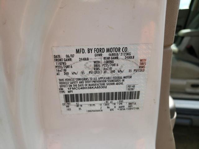 1FMCU49H38KA85302 - 2008 FORD ESCAPE HEV WHITE photo 13