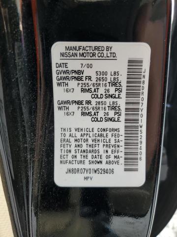 JN8DR07Y01W529406 - 2001 NISSAN PATHFINDER LE BLACK photo 14