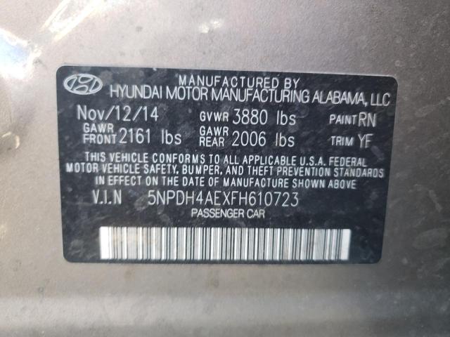 5NPDH4AEXFH610723 - 2015 HYUNDAI ELANTRA SE GRAY photo 12