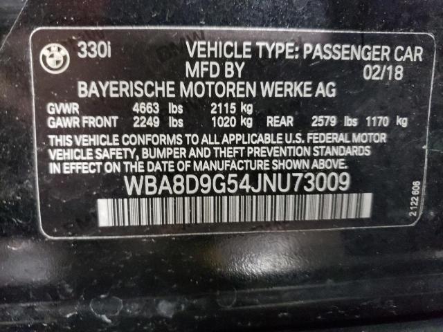 WBA8D9G54JNU73009 - 2018 BMW 330 XI BLACK photo 12