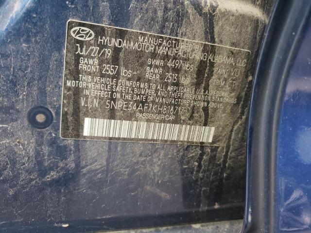 5NPE34AF7KH816717 - 2019 HYUNDAI SONATA LIMITED BLUE photo 12