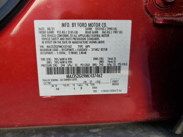 MAJ3S2GE9MC437462 - 2021 FORD ECOSPORT SE RED photo 13