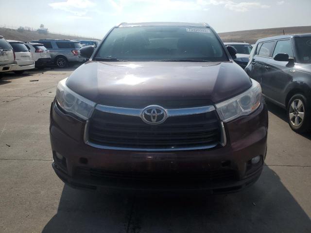 5TDJKRFH2ES009934 - 2014 TOYOTA HIGHLANDER XLE RED photo 5