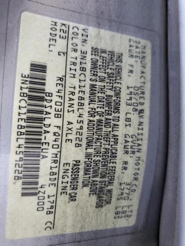 3N1BC11E88L459228 - 2008 NISSAN VERSA S SILVER photo 12