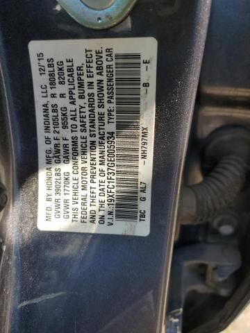 19XFC1F37GE005934 - 2016 HONDA CIVIC EX GRAY photo 12