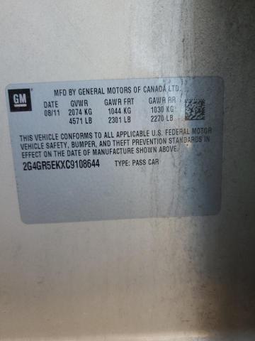 2G4GR5EKXC9108644 - 2012 BUICK REGAL 米色 照片 12